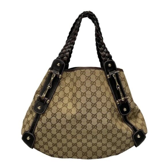 GUCCI GG Beige Dark Brown Jacquard Leather - Tote Bag 666-061425 - Picture 1 of 14